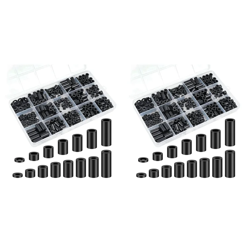 ABUH-Nylon Spacers, Plastic Spacers Washers Assortment Kit, 690 Pcs Electrical Outlet Screw Spacers, M3 Black Round Spacer
ABUH-Nylon Spacers, Plastic Spacers Washers Assortment Kit, 690 Pcs Electrical Outlet Screw Spacers, M3 Black Round Spacer