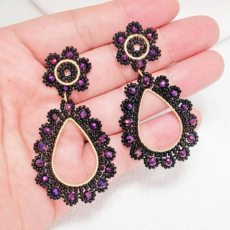 Beaded earrings Water drop Flowers Hollow out Originality Crystal Hand knitting Bohemia Alloy Tide Simple Rice bead earrings
Beaded earrings Water drop Flowers Hollow out Originality Crystal Hand knitting Bohemia Alloy Tide Simple Rice bead earrings