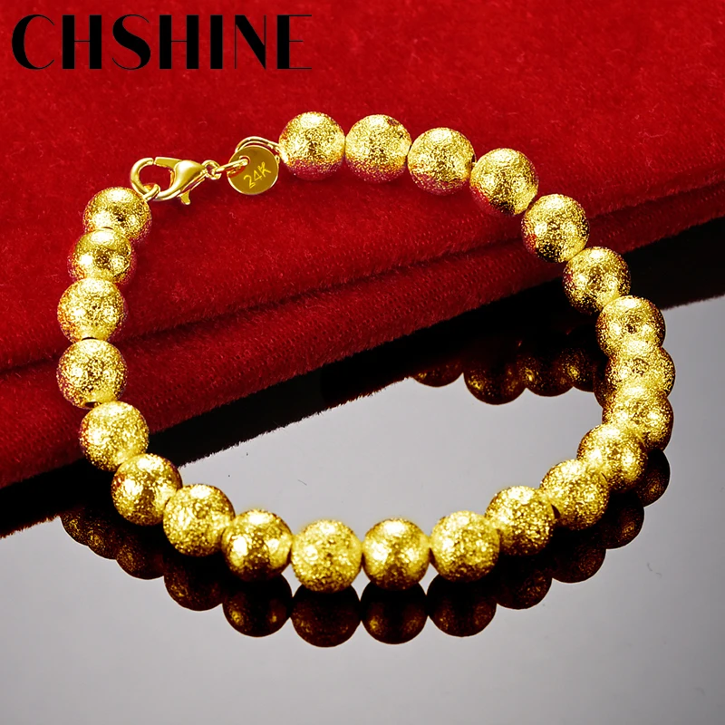 CHSHINE 18K Gold 8mm Matte Beaded Chain Bracelet For Women Wedding Engagement Party Fashion Charm Jewelry
CHSHINE 18K Gold 8mm Matte Beaded Chain Bracelet For Women Wedding Engagement Party Fashion Charm Jewelry