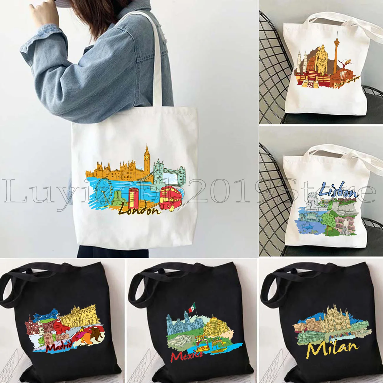 Milan Madrid London Lisbon Kiev Jerusalem Jakarta Florence Edinburgh Hand Drawn Architectural Painting Canvas Tote Bag Handbag
Milan Madrid London Lisbon Kiev Jerusalem Jakarta Florence Edinburgh Hand Drawn Architectural Painting Canvas Tote Bag Handbag