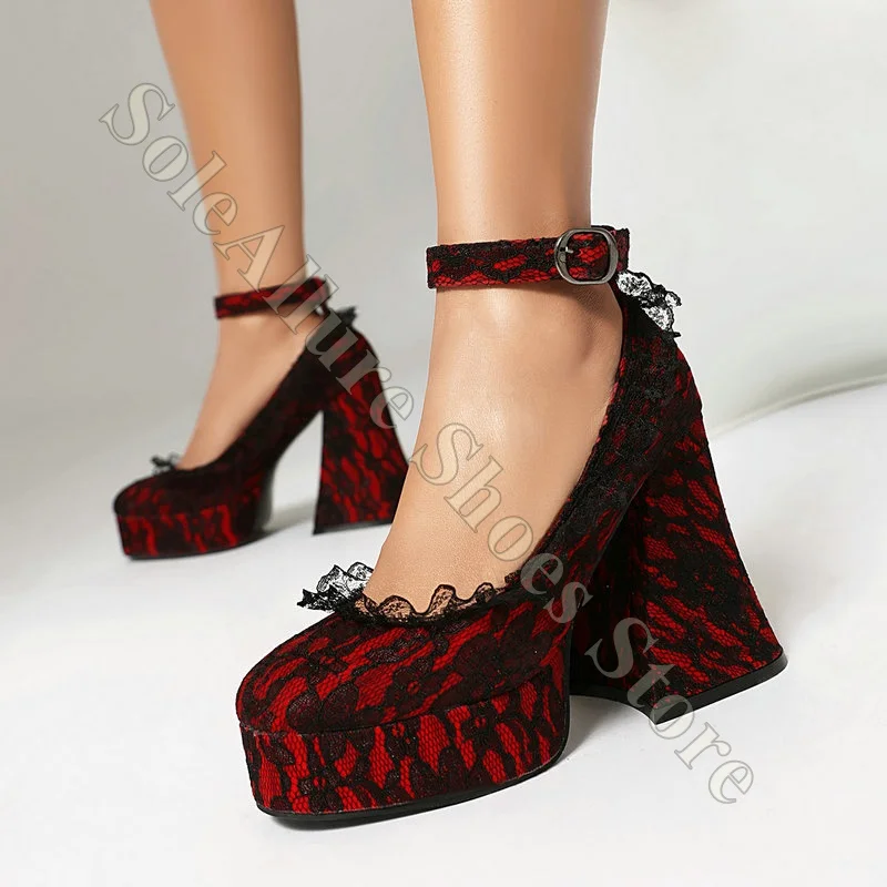Gothic Red Black Lace Platform Heels Women Chunky Heel Mary Jane Shoes For Streetwear Cosplay
Gothic Red Black Lace Platform Heels Women Chunky Heel Mary Jane Shoes For Streetwear Cosplay