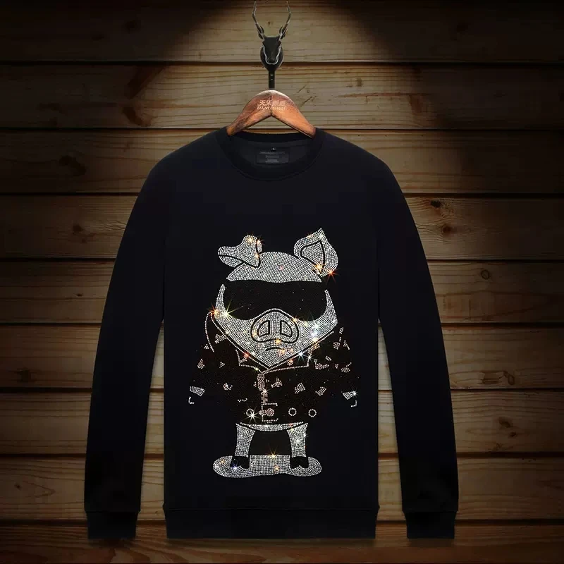 2024 Cartoon Men Hoodies Sweatshirts Pig Rhinestones Fashion Streetwear Long Pullover Hoodie Slim O Neck Mens Autumn Clothing
2024 Cartoon Men Hoodies Sweatshirts Pig Rhinestones Fashion Streetwear Long Pullover Hoodie Slim O Neck Mens Autumn Clothing