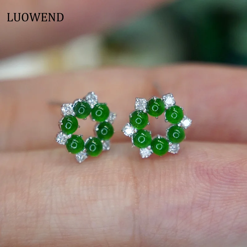 Серьги LUOWEND из белого золота 18 карат, блестящие серьги-гвоздики из натурального нефрита с бриллиантами для женщин, искусственные ювелирные изделия, изысканный стиль INS
Серьги LUOWEND из белого золота 18 карат, блестящие серьги-гвоздики из натурального нефрита с бриллиантами для женщин, искусственные ювелирные изделия, изысканный стиль INS