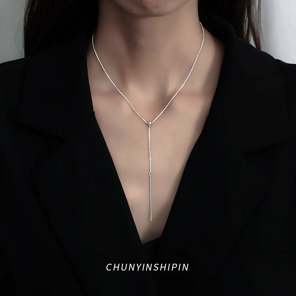 Simple and stylish S925 silver necklace with round beads and tassels for women's lock bone sweater chain
Simple and stylish S925 silver necklace with round beads and tassels for women's lock bone sweater chain