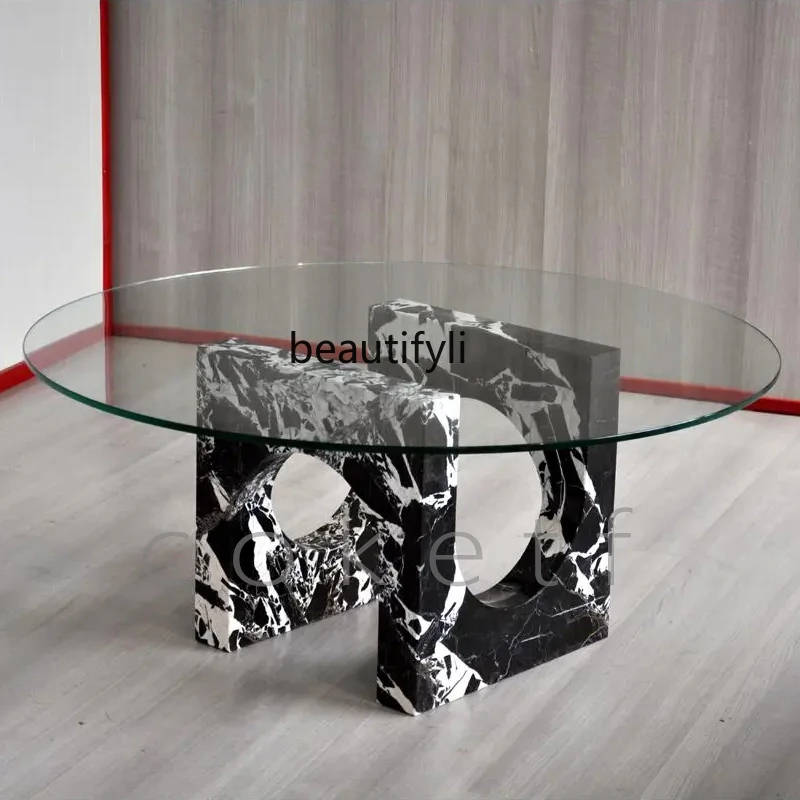 Modern designer round natural, black marble luxury stone coffee table glass coffee table
Modern designer round natural, black marble luxury stone coffee table glass coffee table