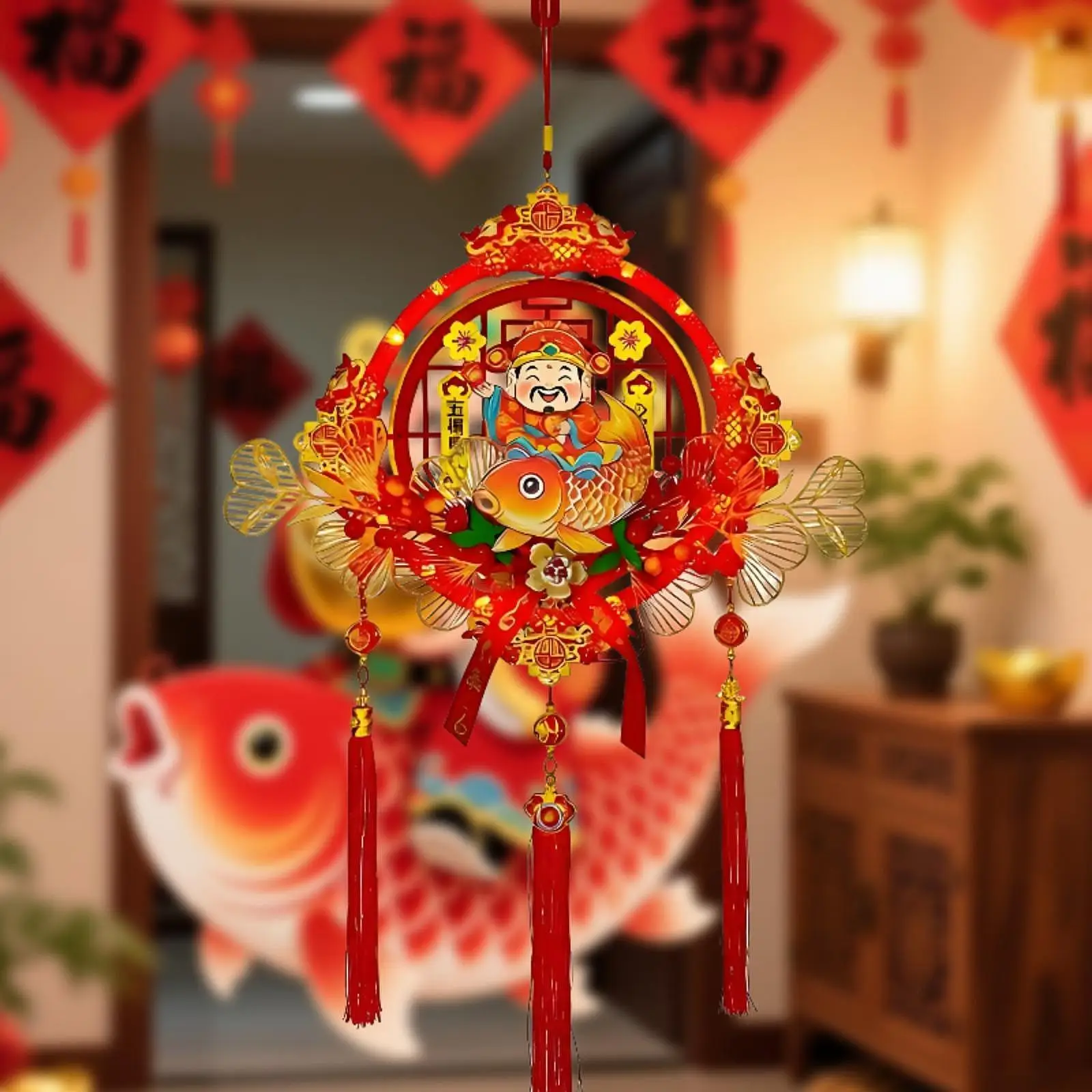 Chinese New Year Decoration Red Hanging Pendant Shaking God of Wealth for Holiday Celebration Living Room Office Decor
Chinese New Year Decoration Red Hanging Pendant Shaking God of Wealth for Holiday Celebration Living Room Office Decor