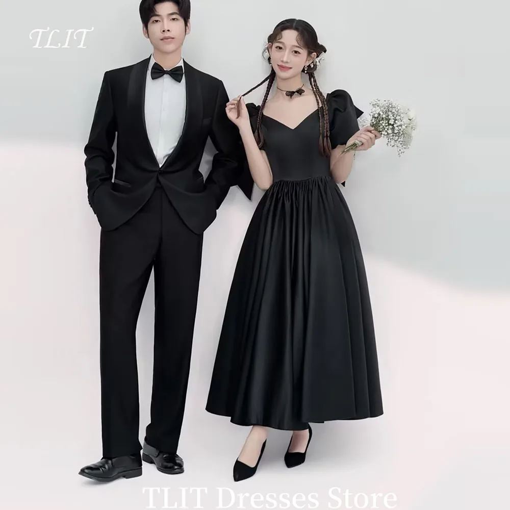 TLIT Black Satin Evening Dresses V-Neck Backless Formal Party Prom Gowns For Wedding Photo Shoot Customized Puff Sleeve with Bow
TLIT Black Satin Evening Dresses V-Neck Backless Formal Party Prom Gowns For Wedding Photo Shoot Customized Puff Sleeve with Bow