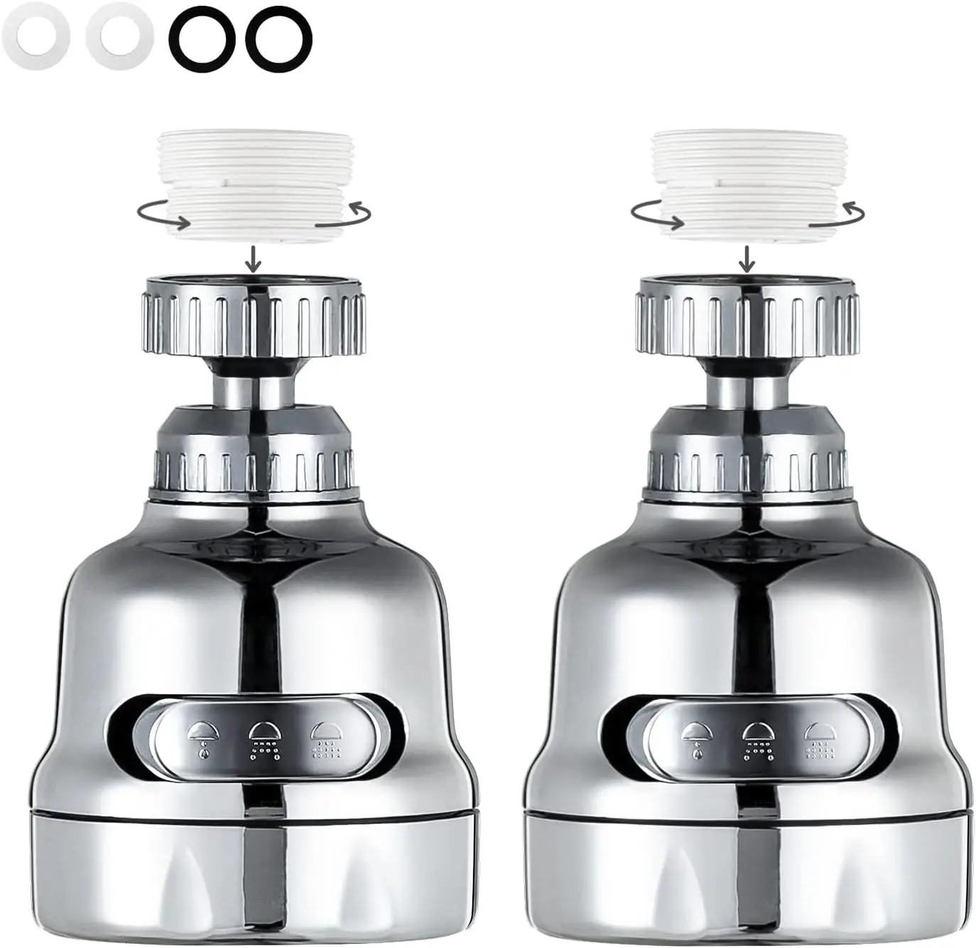 Faucet Sprayer Attachment, 360 Rotating Aerator, 3 Mode Adjustable Kitchen Sink Nozzle, Water Saving Chrome Plated (Pack of 2)
Faucet Sprayer Attachment, 360 Rotating Aerator, 3 Mode Adjustable Kitchen Sink Nozzle, Water Saving Chrome Plated (Pack of 2)