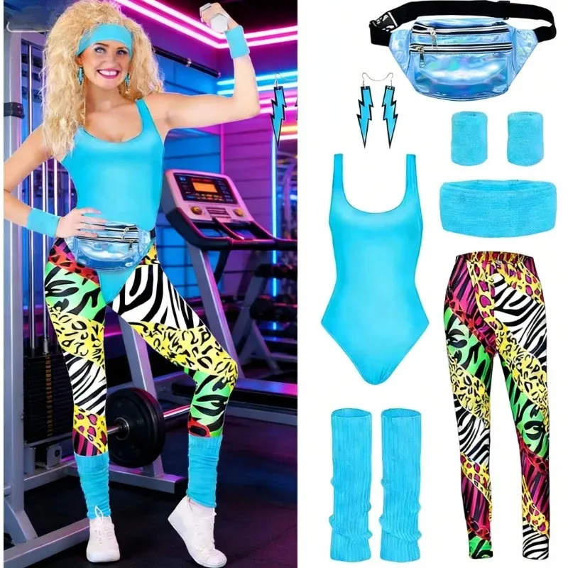 80s Retro Aerobics 7-Piece Set Neon Leotard Leggings for Dance Party Outfit
80s Retro Aerobics 7-Piece Set Neon Leotard Leggings for Dance Party Outfit