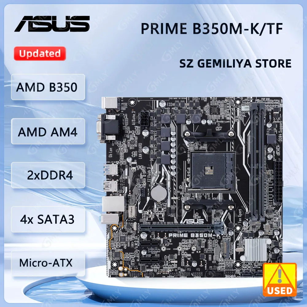 ASUS PRIME B350M-K/TF AM4 Motherboard AM4 AMD B350 DDR4 32GB Micro-ATX support Ryzen 3 2200GE 2200GE 4355G 2600 5600G cpu
ASUS PRIME B350M-K/TF AM4 Motherboard AM4 AMD B350 DDR4 32GB Micro-ATX support Ryzen 3 2200GE 2200GE 4355G 2600 5600G cpu