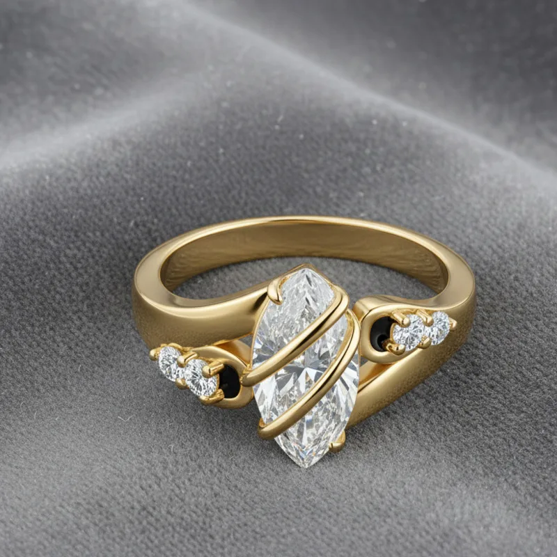 S925 silver ring with marquise cut moissanite main stone gold simple design women's ring
S925 silver ring with marquise cut moissanite main stone gold simple design women's ring