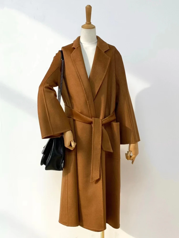 New High Quality Double-sided Water Ripple 100% Cashmere Coat Women Loose Luxury Turn-down Woolen Jacket Long Tide Autumn Winter
New High Quality Double-sided Water Ripple 100% Cashmere Coat Women Loose Luxury Turn-down Woolen Jacket Long Tide Autumn Winter