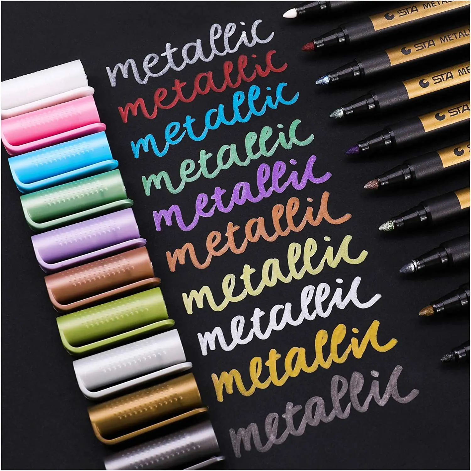 Metallic Pens Art Markers For Calligraphy Brush Lettering Black Paper Rock Painting Card Making Scrapbooking Fabric Metal
Metallic Pens Art Markers For Calligraphy Brush Lettering Black Paper Rock Painting Card Making Scrapbooking Fabric Metal
