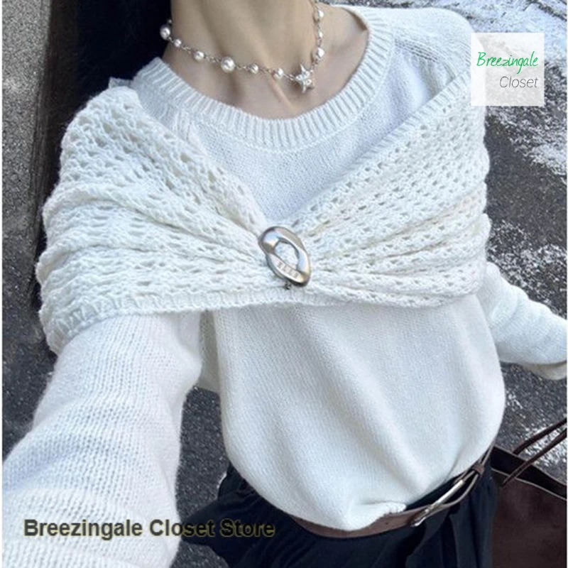 French high-quality design white shawl sweater suit women's autumn and winter new loose fashion temperament sweater top
French high-quality design white shawl sweater suit women's autumn and winter new loose fashion temperament sweater top