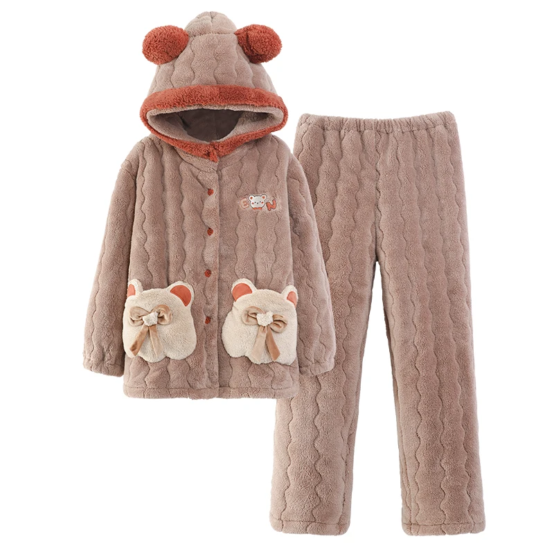 High Quality Winter Women Pajamas Set 3 Layer Clip Cotton Pijama Female Thick Warm Cute Cartoon Sleepwear
High Quality Winter Women Pajamas Set 3 Layer Clip Cotton Pijama Female Thick Warm Cute Cartoon Sleepwear