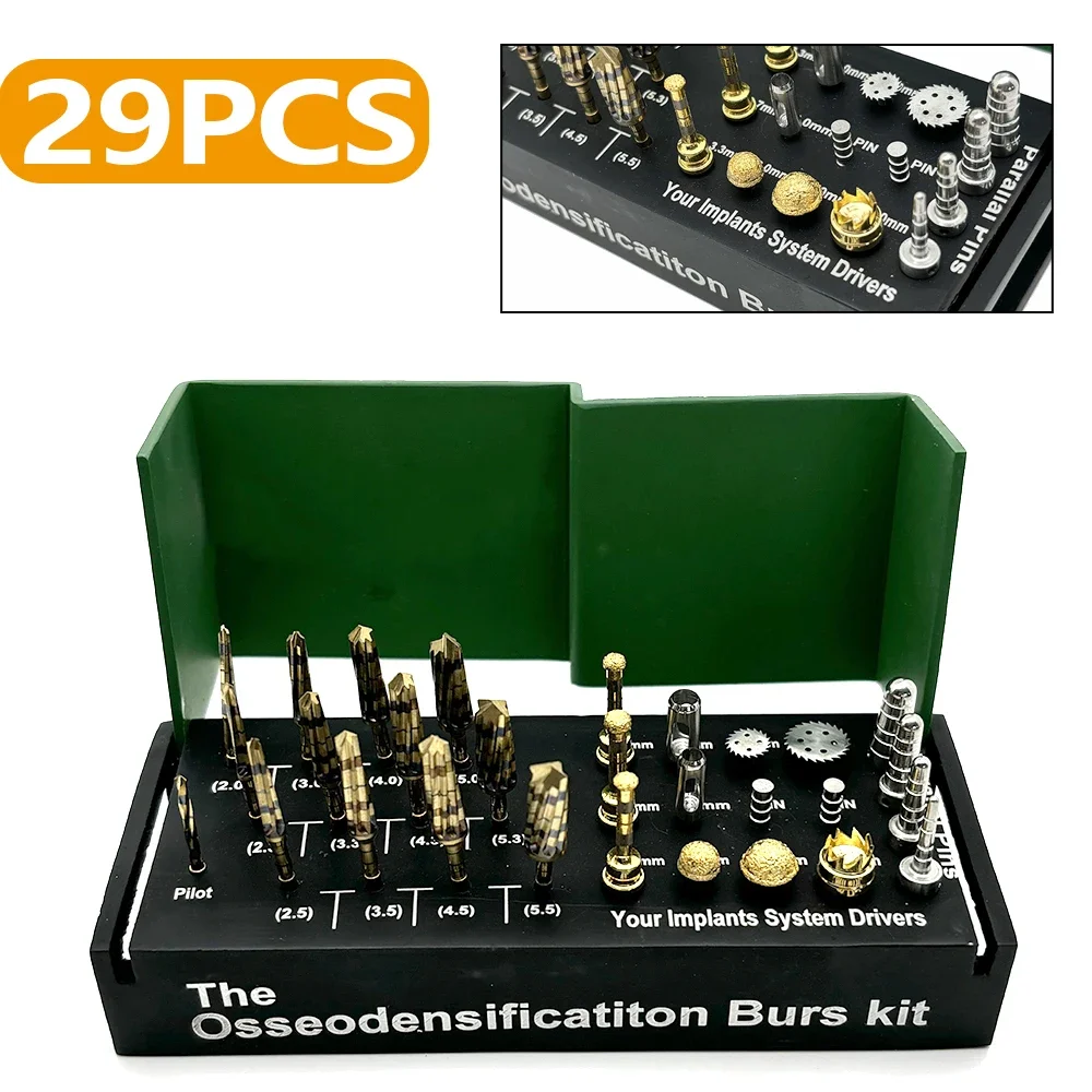 29Pcs Dental Osseodensification Burs Kit for Implant Bone Cutting Alveolotomy Ridge Expansion Surgery with Drivers & Drills
29Pcs Dental Osseodensification Burs Kit for Implant Bone Cutting Alveolotomy Ridge Expansion Surgery with Drivers & Drills
