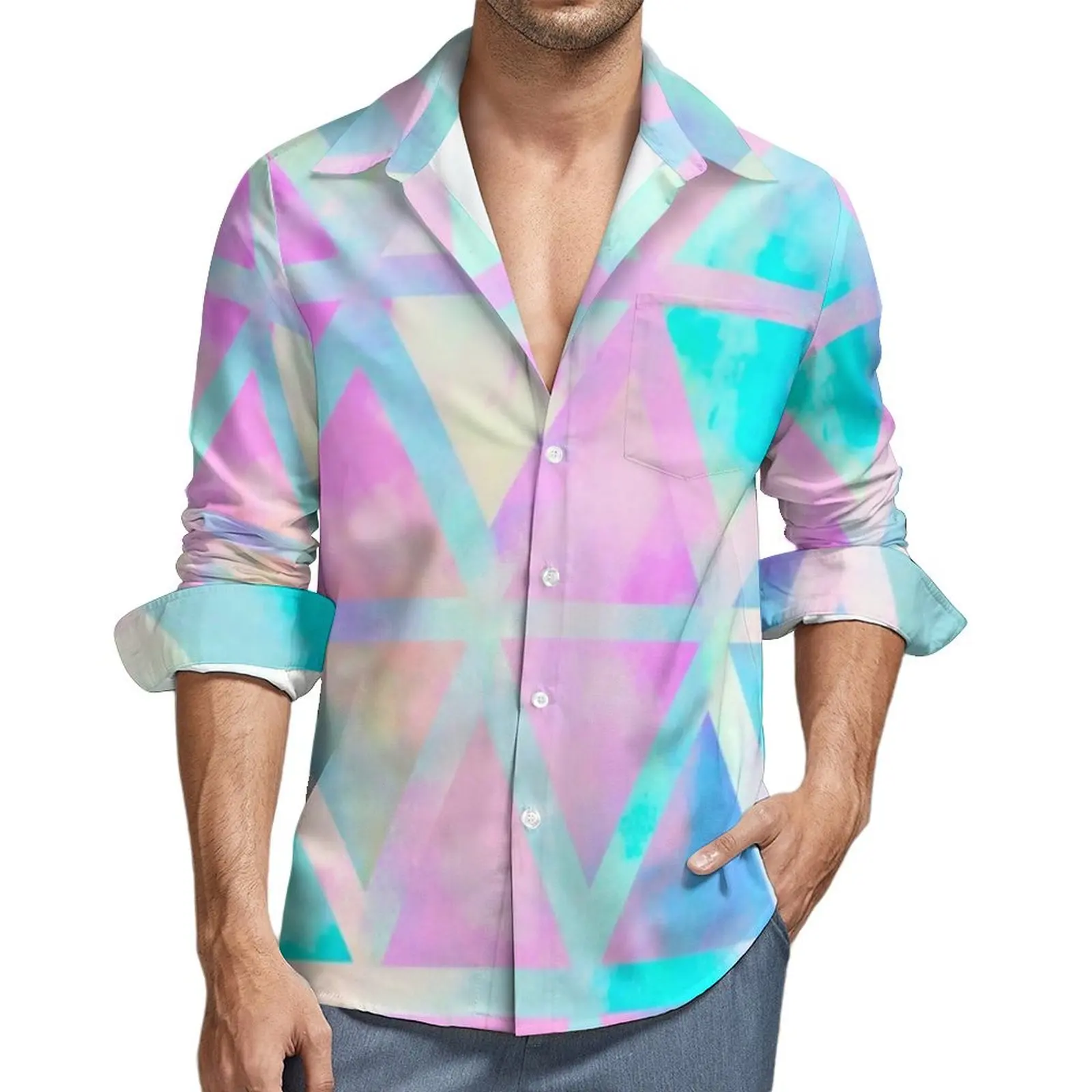 Ombre Geo Print Casual Shirts Pink Pastel Trendy Shirt Autumn Fashion Oversized Blouse Mens Long Sleeve Custom DIY Clothing Gift
Ombre Geo Print Casual Shirts Pink Pastel Trendy Shirt Autumn Fashion Oversized Blouse Mens Long Sleeve Custom DIY Clothing Gift