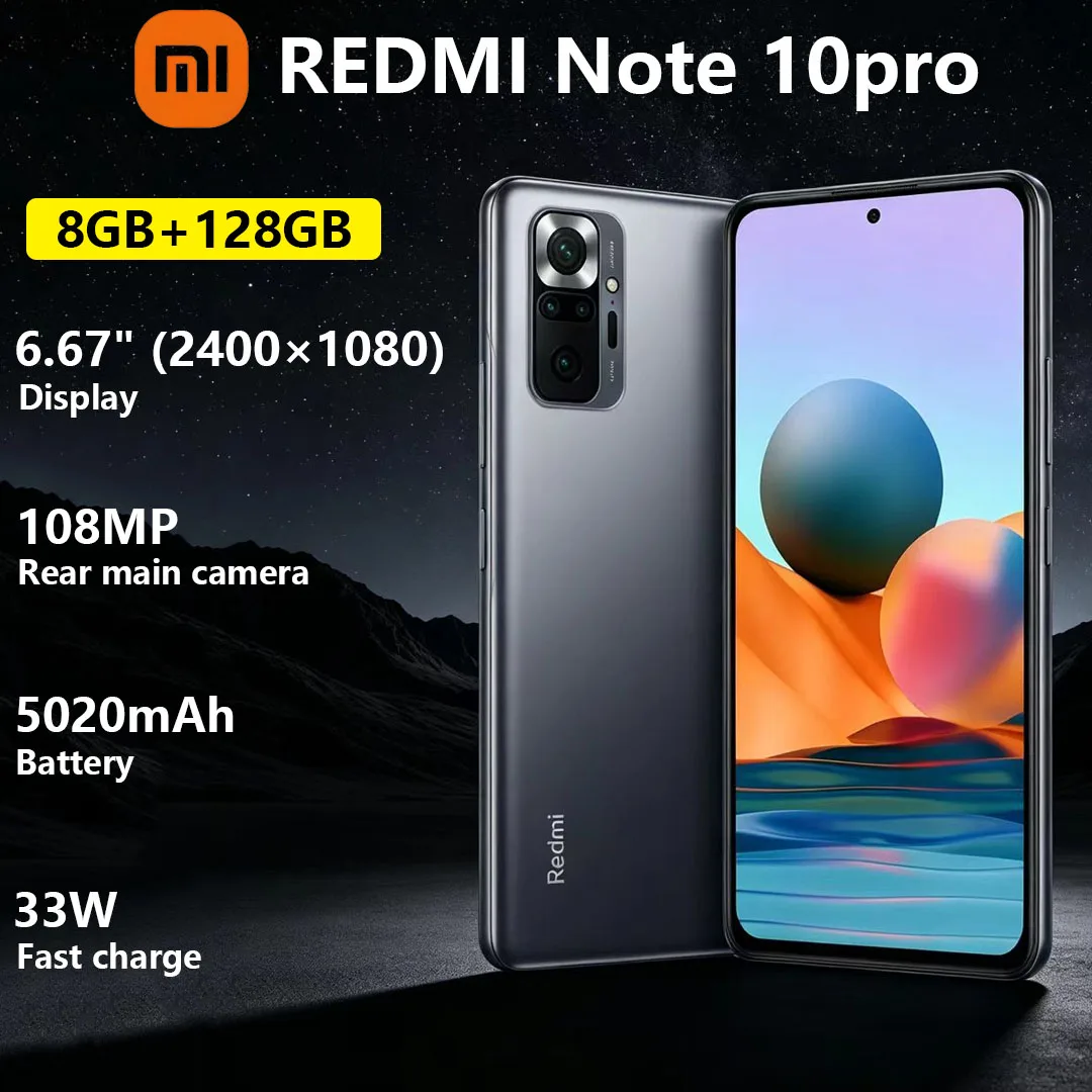 New Xiaomi Redmi Note 10pro 108MP Pixel Camera Phone 6.67-inch Display 5020mAh Large Battery Dual-SIM Gaming Smartphone
New Xiaomi Redmi Note 10pro 108MP Pixel Camera Phone 6.67-inch Display 5020mAh Large Battery Dual-SIM Gaming Smartphone