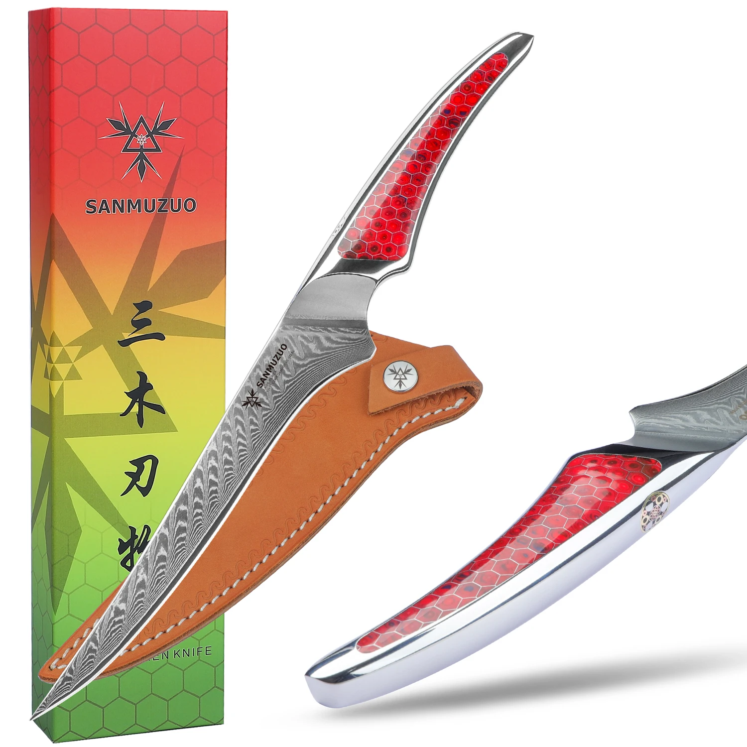 SANMUZUO 7 Inch Boning Knife -Damascus Steel Fillet Knife for Meat, Chef Kitchen Utility Cooking Tool -Resin Handle -LAS9 Serise
SANMUZUO 7 Inch Boning Knife -Damascus Steel Fillet Knife for Meat, Chef Kitchen Utility Cooking Tool -Resin Handle -LAS9 Serise