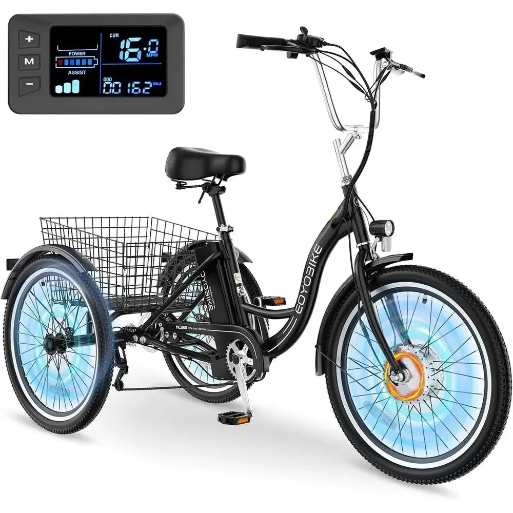 24/26 Three-Wheel Electric Adult & Senior Trike, 350W Motor, 15.5MPH, 25-60 Mile Range, Removable 36V Battery, 7-Speed, Large Ba
24/26 Three-Wheel Electric Adult & Senior Trike, 350W Motor, 15.5MPH, 25-60 Mile Range, Removable 36V Battery, 7-Speed, Large Ba