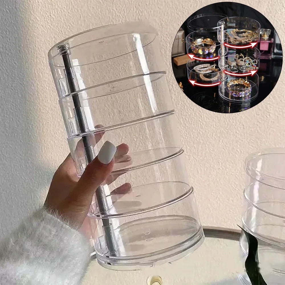 Rotating Jewelry Storage Box Makeup Storage Rack Bracelet Earring Round Plastic Organizer Boxes Holder Display Rack with Cover
Rotating Jewelry Storage Box Makeup Storage Rack Bracelet Earring Round Plastic Organizer Boxes Holder Display Rack with Cover