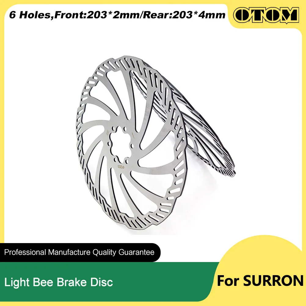 OTOM 203mm 6 Holes Motorcycle Brake Disc Rotor Front Rear Brake Plates For Surron Light bee Electric Off-road Dirt Bike Parts
OTOM 203mm 6 Holes Motorcycle Brake Disc Rotor Front Rear Brake Plates For Surron Light bee Electric Off-road Dirt Bike Parts