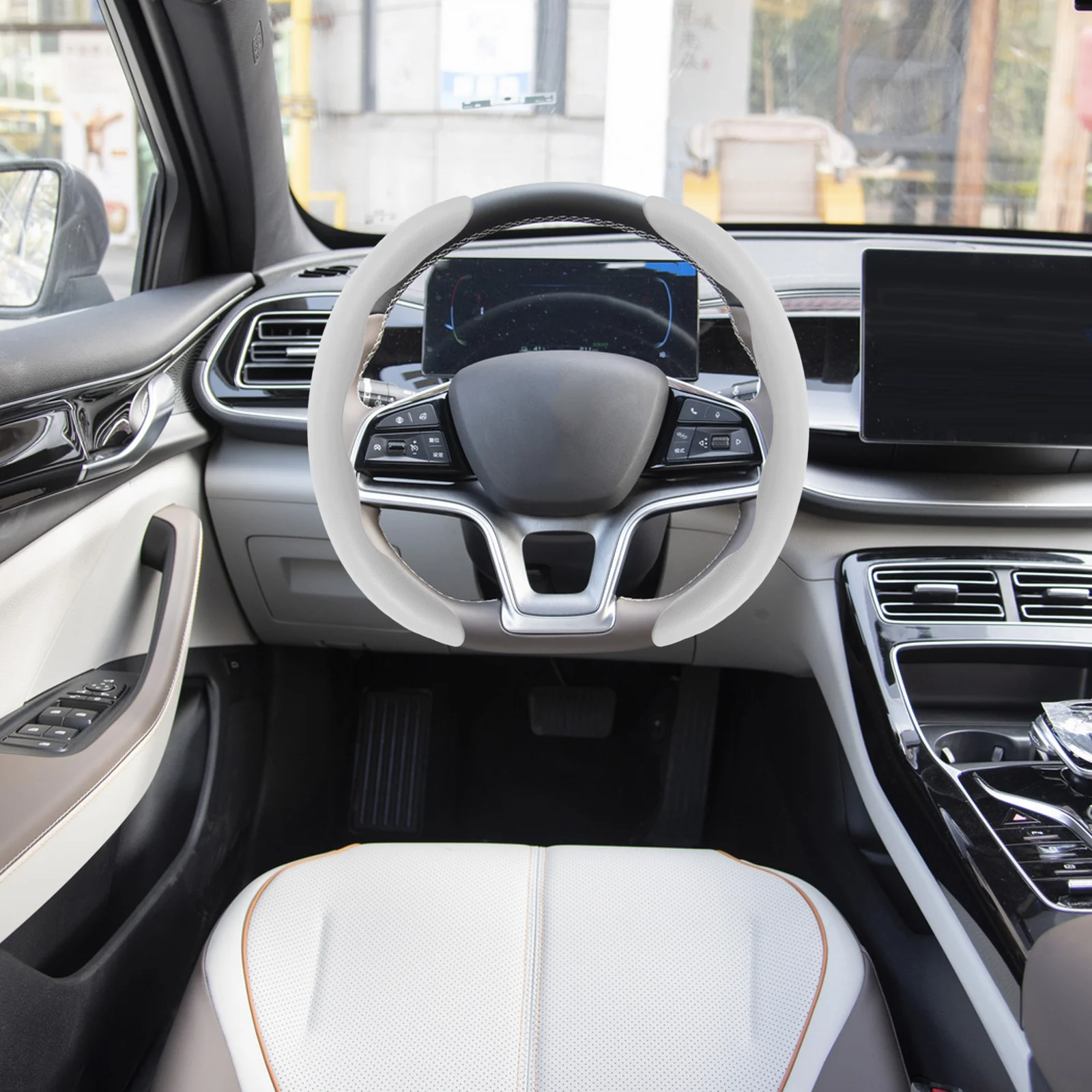 1Pair Carbon Fiber Pattern Steering Wheel Cover Non-Slip Breathable PVC Car Steering Protector Universal Fit Car Interior
1Pair Carbon Fiber Pattern Steering Wheel Cover Non-Slip Breathable PVC Car Steering Protector Universal Fit Car Interior