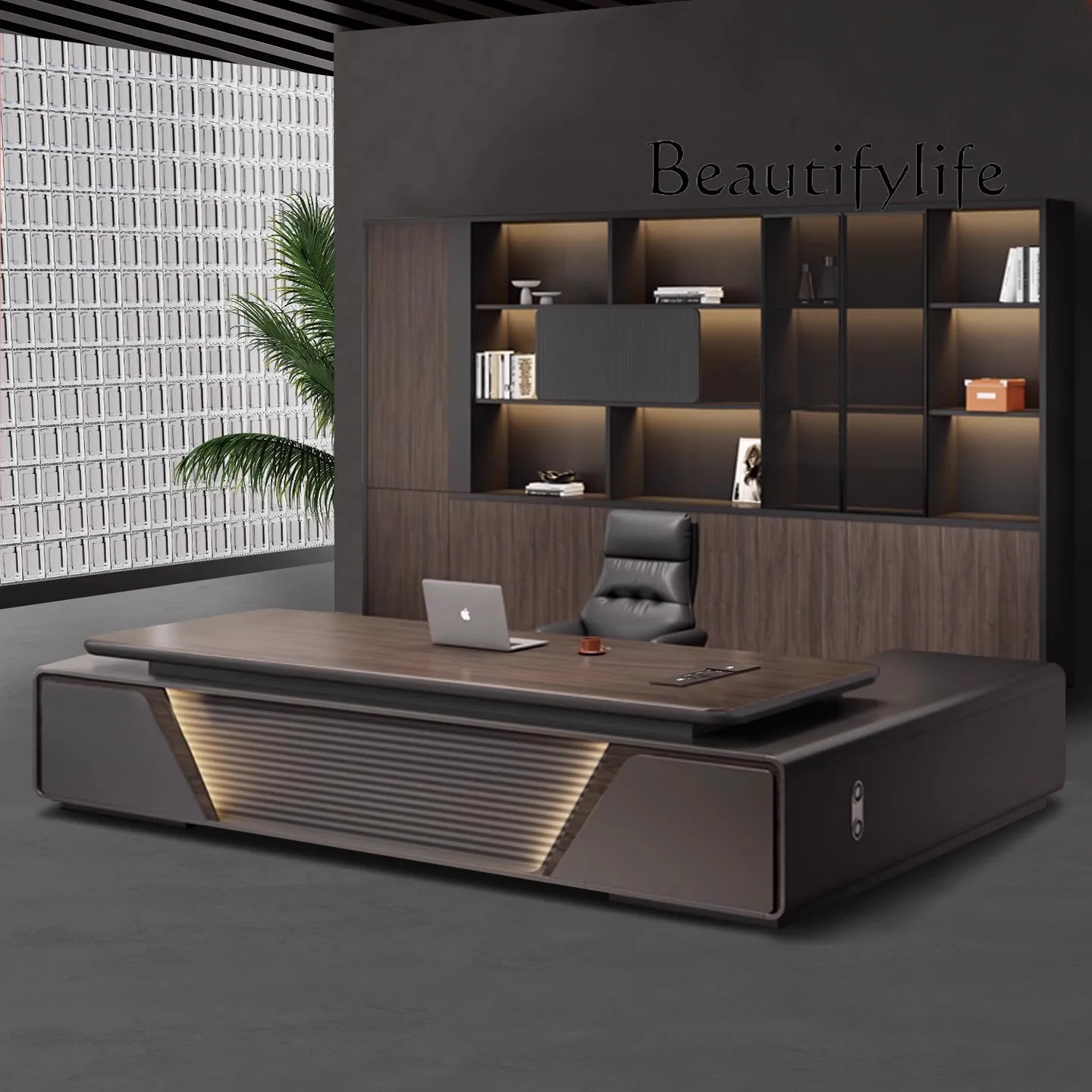 Boss office desk and chair combination President table Simple modern light luxury high-end paint large class table 
Boss office desk and chair combination President table Simple modern light luxury high-end paint large class table