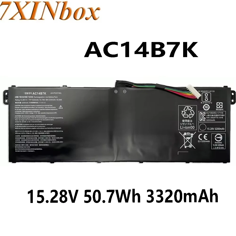 7XINbox AC14B7K 15.28V 50.7Wh 3320mAh Laptop Battery for Acer Spin 5 SP515-51GN Swift 3 SF314-52G SF314-56G
7XINbox AC14B7K 15.28V 50.7Wh 3320mAh Laptop Battery for Acer Spin 5 SP515-51GN Swift 3 SF314-52G SF314-56G