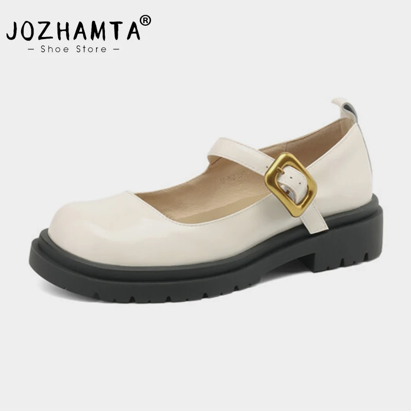 Женские туфли на платформе JOZHAMTA, туфли из натуральной кожи на толстом среднем каблуке с пряжкой, повседневные офисные туфли, размеры 34-39, весна 2025
Женские туфли на платформе JOZHAMTA, туфли из натуральной кожи на толстом среднем каблуке с пряжкой, повседневные офисные туфли, размеры 34-39, весна 2025
