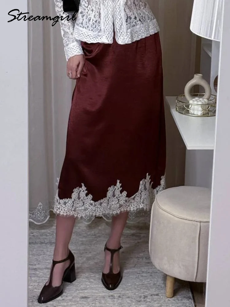 Юбка-миди Streamgirl из кружева и атласа, женская, весна-лето, с завышенной талией, прямая, бордовая, с кружевом, для офиса
Юбка-миди Streamgirl из кружева и атласа, женская, весна-лето, с завышенной талией, прямая, бордовая, с кружевом, для офиса