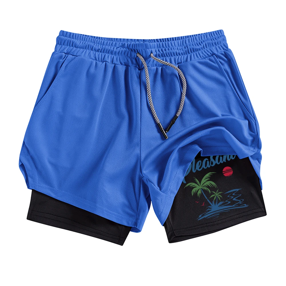 Men's Coconut Tree Print Double Layer Fitness Shorts Quick Drying And Breathable Summer Casual Beach Shorts For Fitness Sports
Men's Coconut Tree Print Double Layer Fitness Shorts Quick Drying And Breathable Summer Casual Beach Shorts For Fitness Sports