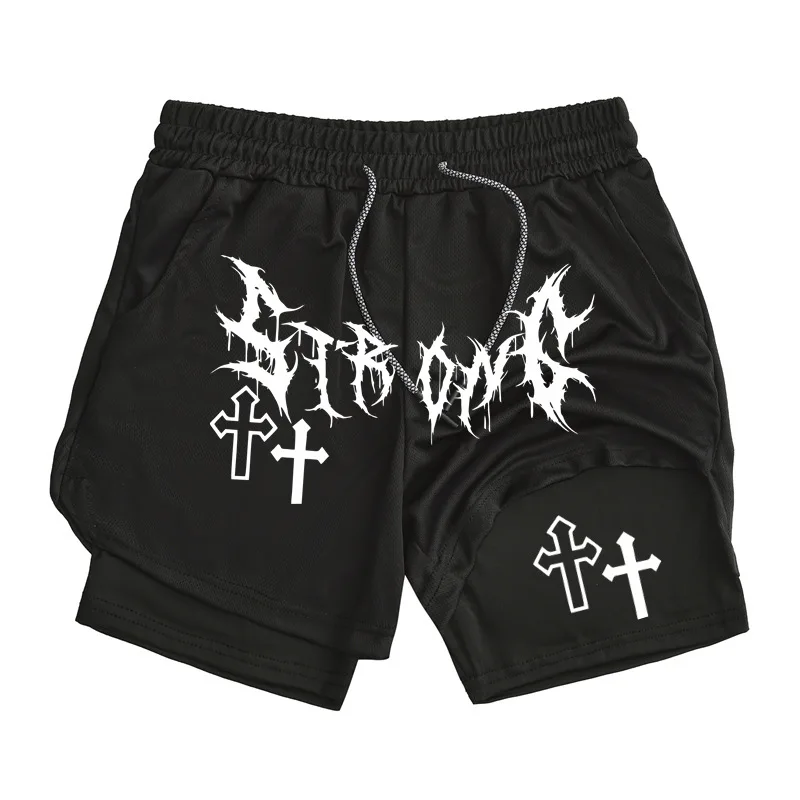 Cross Bible Graphic Summer New Men's Black Double Layer Men's Running Shorts with Mobile Pocket Towel Loop Fitness Shorts
Cross Bible Graphic Summer New Men's Black Double Layer Men's Running Shorts with Mobile Pocket Towel Loop Fitness Shorts