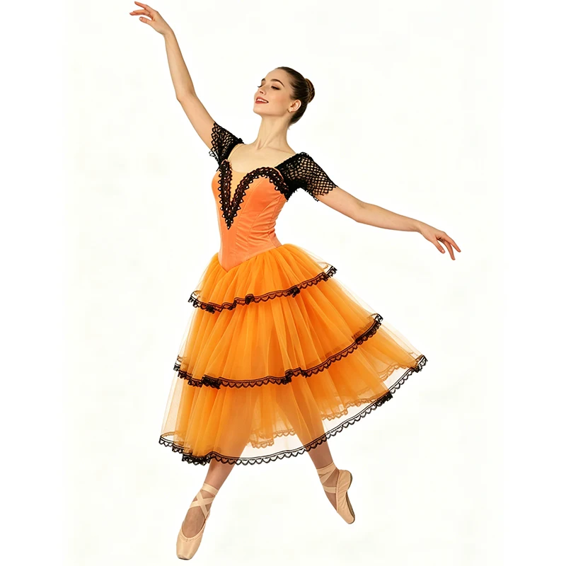 pumpkin black Don Quixote 3 layers Romantic Long Dress orange girl ballet professional tutu performance competition JNBL224
pumpkin black Don Quixote 3 layers Romantic Long Dress orange girl ballet professional tutu performance competition JNBL224