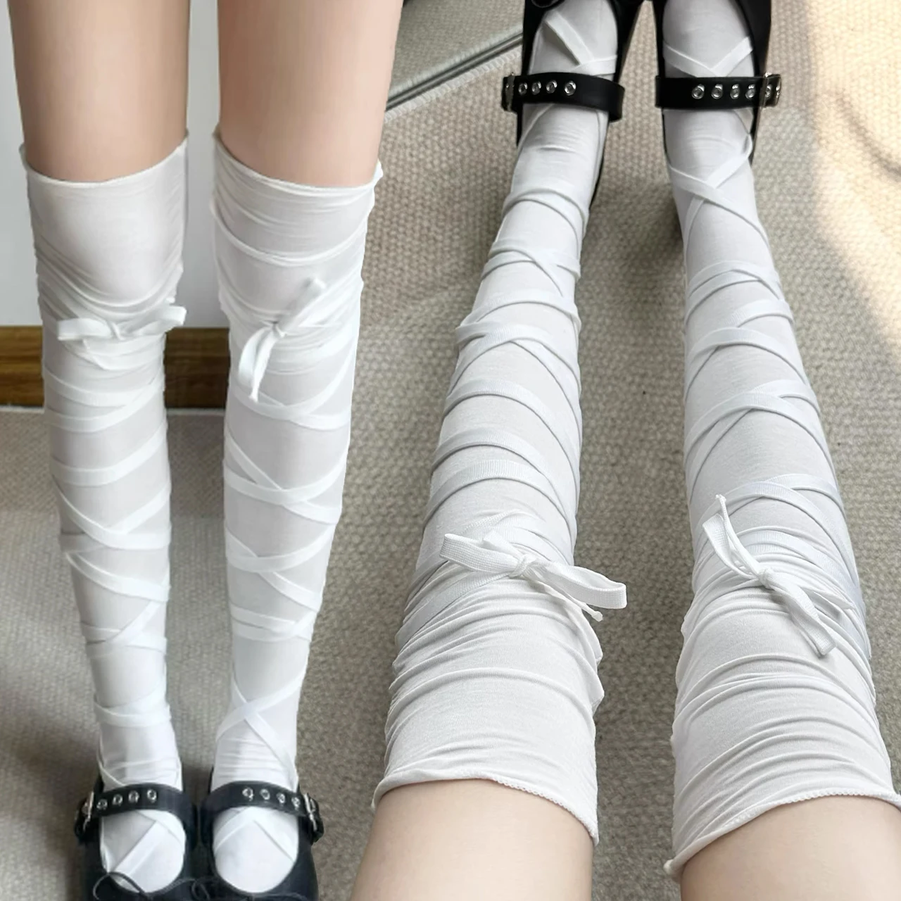 2026 Strap Bow Over Knee Women Stockings Subculture Millennial Spicy Girl Punk Y2K Thin Slightly Transparent Calf Socks
2026 Strap Bow Over Knee Women Stockings Subculture Millennial Spicy Girl Punk Y2K Thin Slightly Transparent Calf Socks