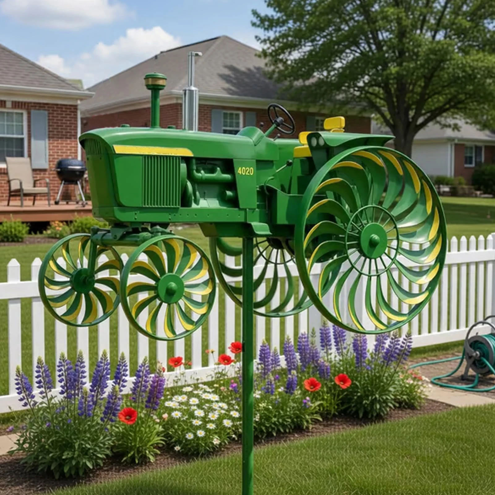 Green Tractor Wind Spinners with Rotating Wheels Garden Windmill Windmill Stake for Front Yard Porch Backyard Lawn Flower Bed
Green Tractor Wind Spinners with Rotating Wheels Garden Windmill Windmill Stake for Front Yard Porch Backyard Lawn Flower Bed