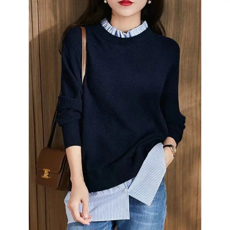 Women 2023 Spring Autumn New Patchwork Knitwear Tops Female Long Sleeve Casual Pullovers Ladies Slim Fit Sweater Tops S232
Women 2023 Spring Autumn New Patchwork Knitwear Tops Female Long Sleeve Casual Pullovers Ladies Slim Fit Sweater Tops S232