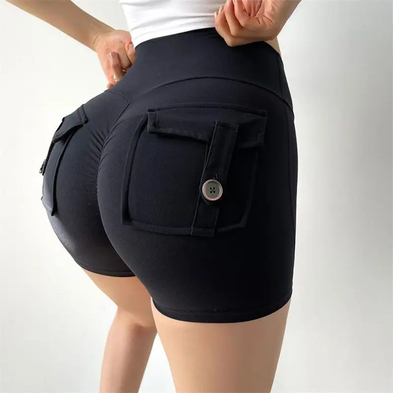 Women Hip Lift Tight-fitting High Waist Elasticity Sports Yoga Fitness Workwear Button Shorts Cargo Shorts Sexy Girl Black White
Women Hip Lift Tight-fitting High Waist Elasticity Sports Yoga Fitness Workwear Button Shorts Cargo Shorts Sexy Girl Black White