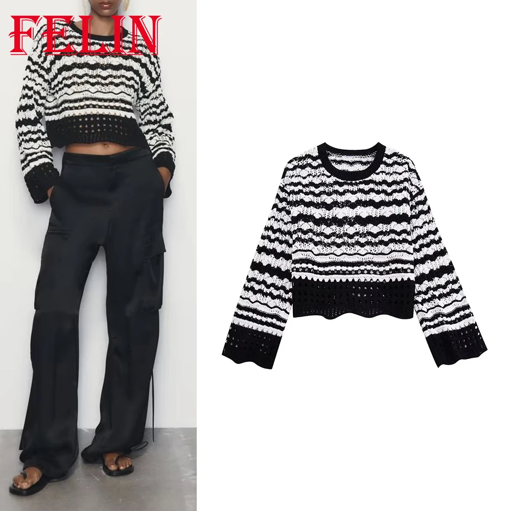 TRAF 2023 Casual Woman Chenille Sweater O-Ncek Loose Fit Short Sweater Contrast Color Pullovers Sweater Stylish Female Tops
TRAF 2023 Casual Woman Chenille Sweater O-Ncek Loose Fit Short Sweater Contrast Color Pullovers Sweater Stylish Female Tops