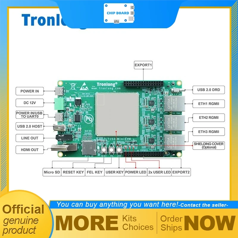 Tronlong Allwinner T153 Embedded Industrial Platform, Quad-Core A7 at 1.6GHz Plus RISC-V Co-Processor, Three Gigabit LAN Ports
Tronlong Allwinner T153 Embedded Industrial Platform, Quad-Core A7 at 1.6GHz Plus RISC-V Co-Processor, Three Gigabit LAN Ports