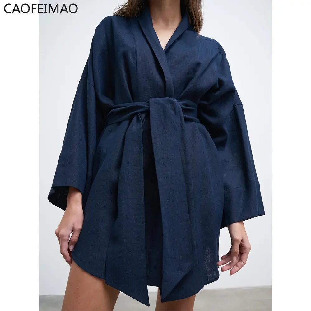 2025 Holiday Short Dress Woman Linen Cotton Loose Wrape Summer Robe Dress with Sashes Casual Long Sleeves Lady Dress
2025 Holiday Short Dress Woman Linen Cotton Loose Wrape Summer Robe Dress with Sashes Casual Long Sleeves Lady Dress