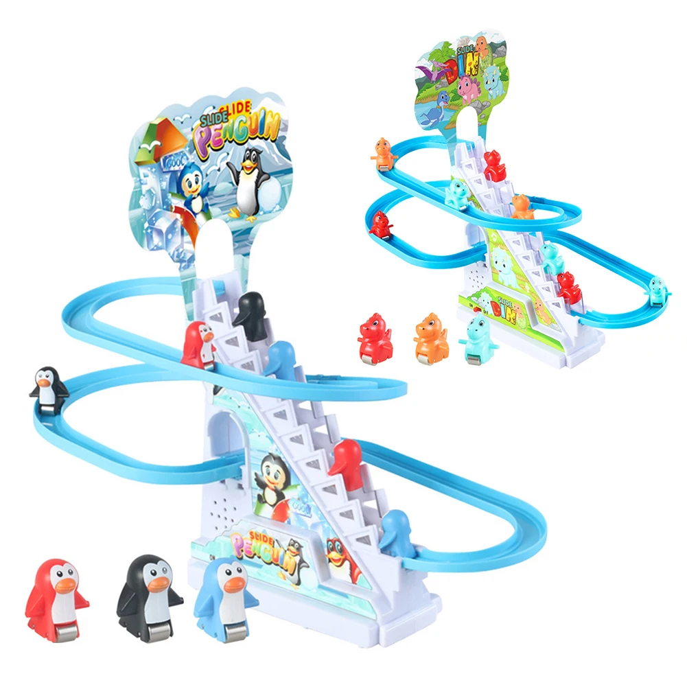 Kids Electric Climbing Stairs Toy DIY Small Penguin Dinosaur Rail Racing Track Music Roller Coaster Duck Toy For Baby Kids Gift
Kids Electric Climbing Stairs Toy DIY Small Penguin Dinosaur Rail Racing Track Music Roller Coaster Duck Toy For Baby Kids Gift