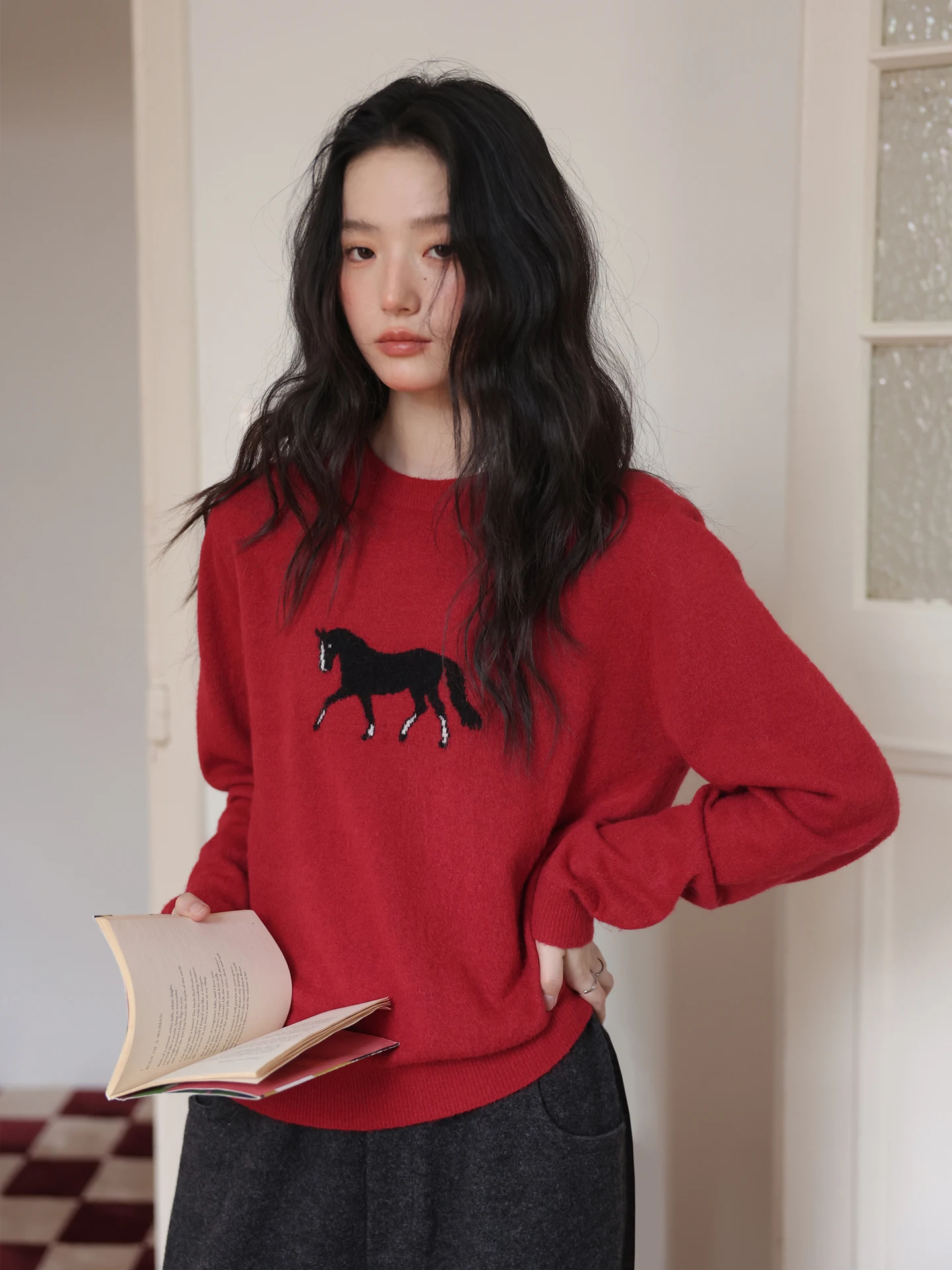 Sakura Red Woolen Knitted Sweater Casual Overhead Design Festival Aosphere Small Pattern Warm Thermal Fem Top
Sakura Red Woolen Knitted Sweater Casual Overhead Design Festival Aosphere Small Pattern Warm Thermal Fem Top