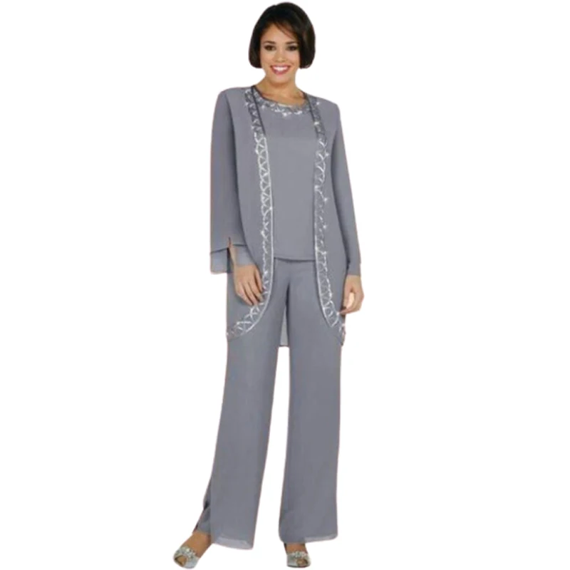 Gray Mother of The Bride Groom Dresses for Wedding with Jacket Pants Suit Chiffon Kurti 3 Pieces Women Formal Wedding Party Gown
Gray Mother of The Bride Groom Dresses for Wedding with Jacket Pants Suit Chiffon Kurti 3 Pieces Women Formal Wedding Party Gown