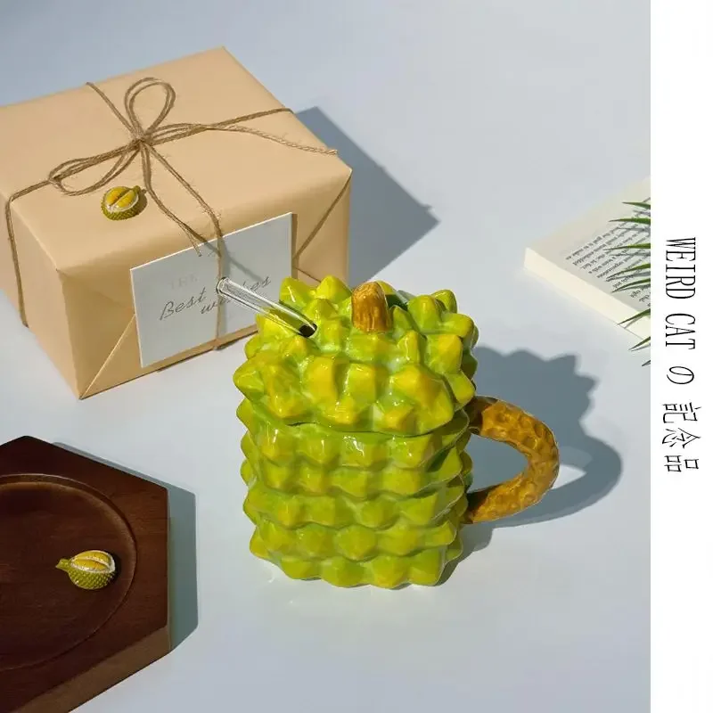 Handmade Pineapple and Durian Mug with Straw, Funny Internet Red Ceramic Cup, Student Birthday Gift
Handmade Pineapple and Durian Mug with Straw, Funny Internet Red Ceramic Cup, Student Birthday Gift