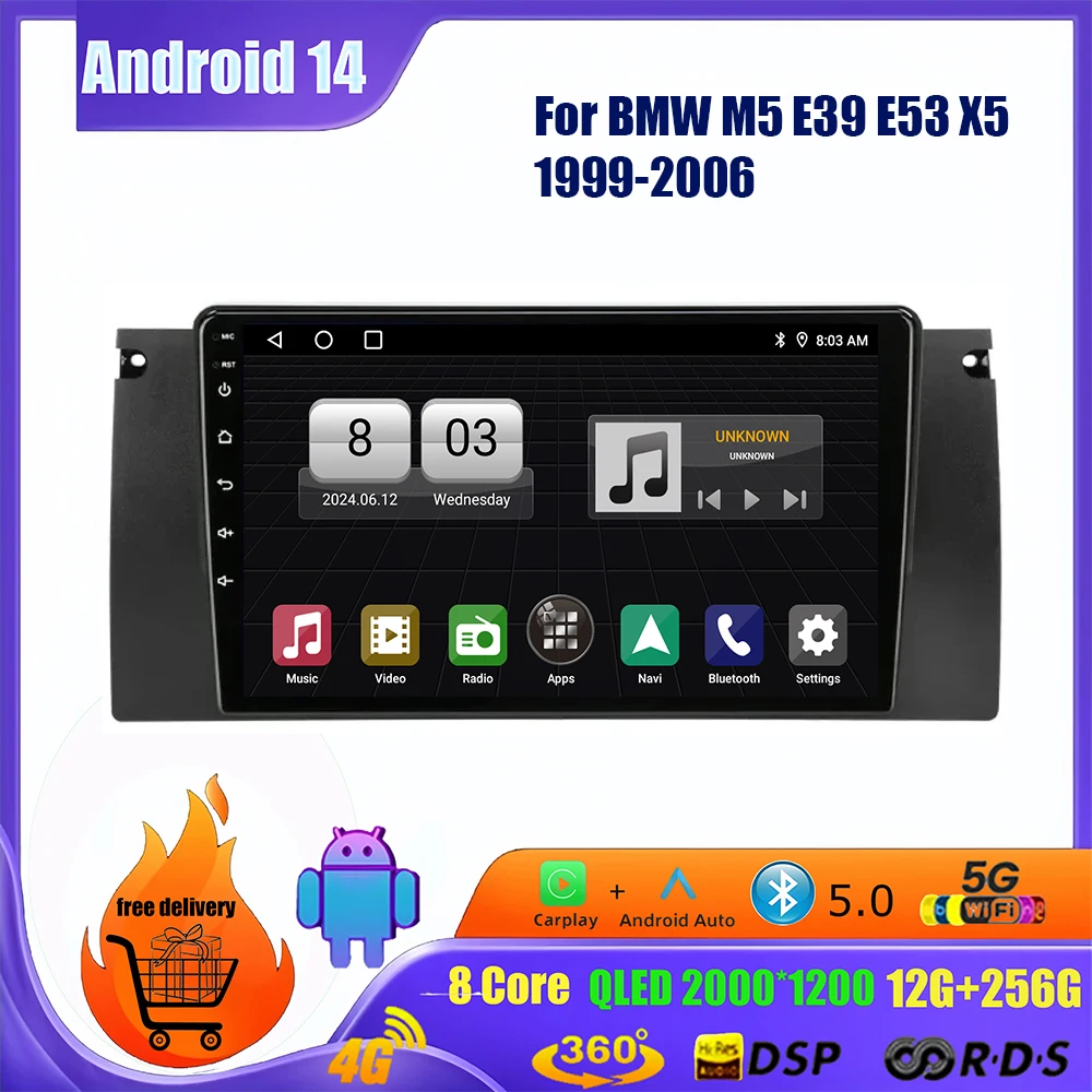 Для BMW M5 E39 E53 X5 1999-2006 Автомагнитола Carplay 2din Android 14 Мультимедийный видеоплеер Навигация GPS 4G WIFI Головное устройство
Для BMW M5 E39 E53 X5 1999-2006 Автомагнитола Carplay 2din Android 14 Мультимедийный видеоплеер Навигация GPS 4G WIFI Головное устройство