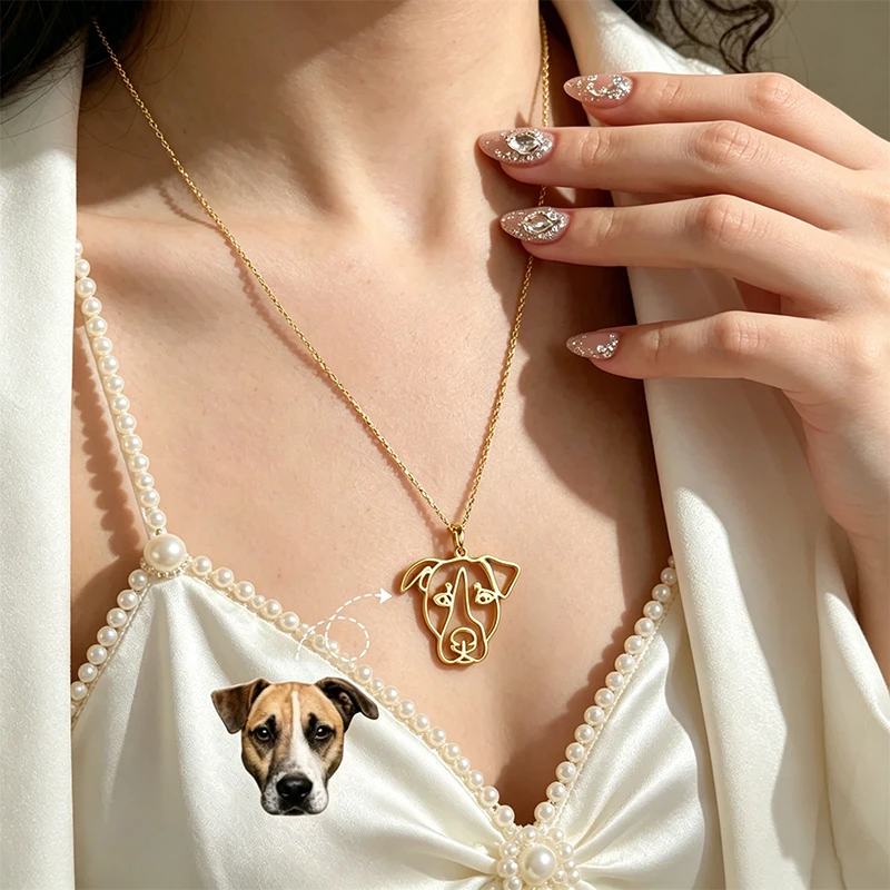 Custom Pet Photo Necklace Customized Dog Cat Sketch Portrait Necklace Personalized Stainless Steel Jewelry Gift For Girlfriend
Custom Pet Photo Necklace Customized Dog Cat Sketch Portrait Necklace Personalized Stainless Steel Jewelry Gift For Girlfriend