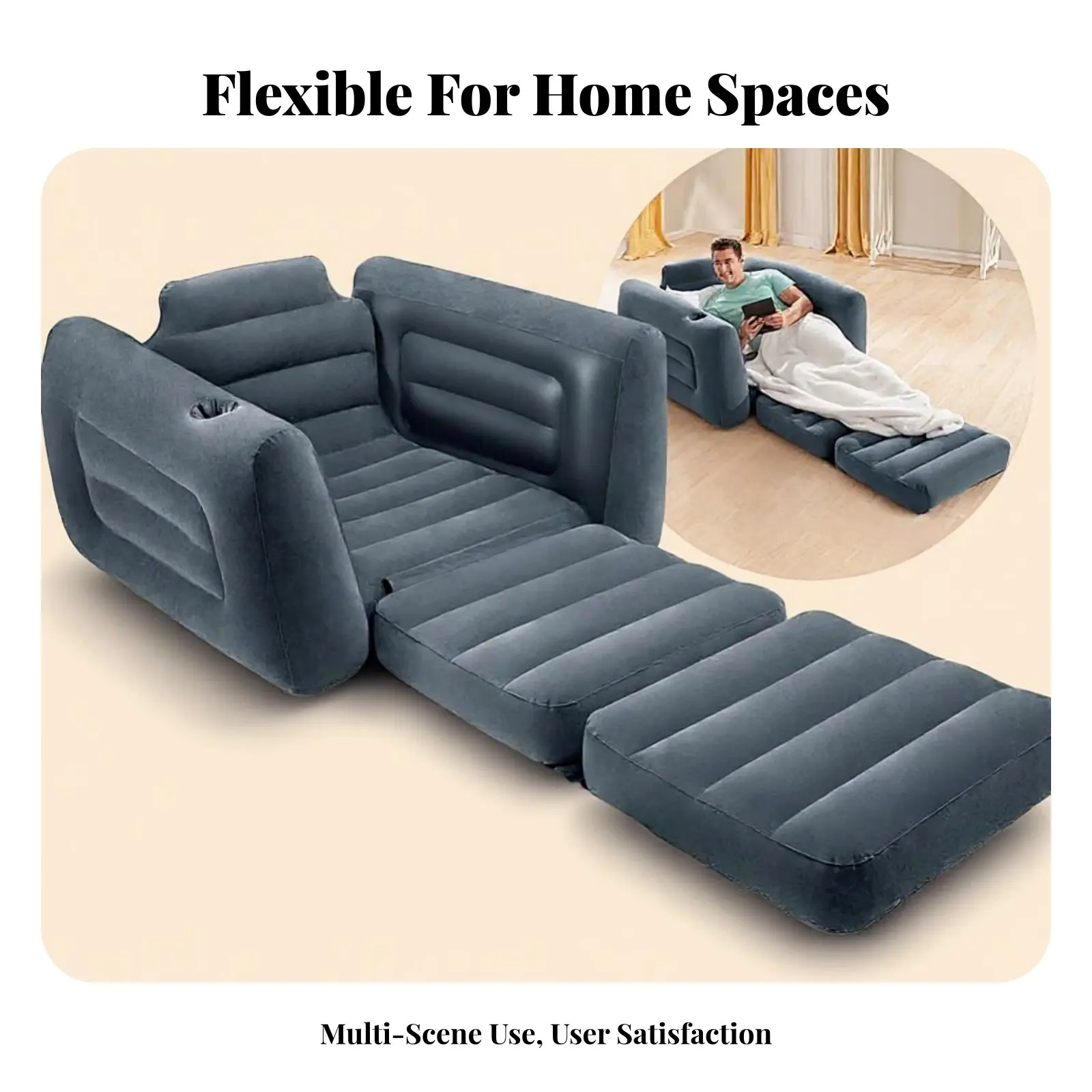 Inflatable Sofa Chair, Portable Thickened Bed, drink holder, repair patch
Inflatable Sofa Chair, Portable Thickened Bed, drink holder, repair patch