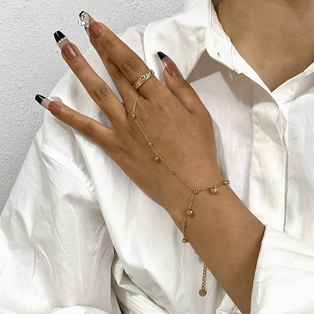 Браслет-цепочка с нерегулярными шариками и бусинами для женщин, звено из нержавеющей стали, браслеты с кольцами на палец, ювелирные изделия
Браслет-цепочка с нерегулярными шариками и бусинами для женщин, звено из нержавеющей стали, браслеты с кольцами на палец, ювелирные изделия