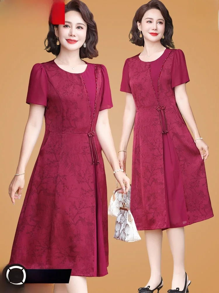Hengyuanxiang Wedding Dress Silk Long Skirt Women's Fashionable Breathable Lightweight Maturity Style Button Detail Midi Dress
Hengyuanxiang Wedding Dress Silk Long Skirt Women's Fashionable Breathable Lightweight Maturity Style Button Detail Midi Dress